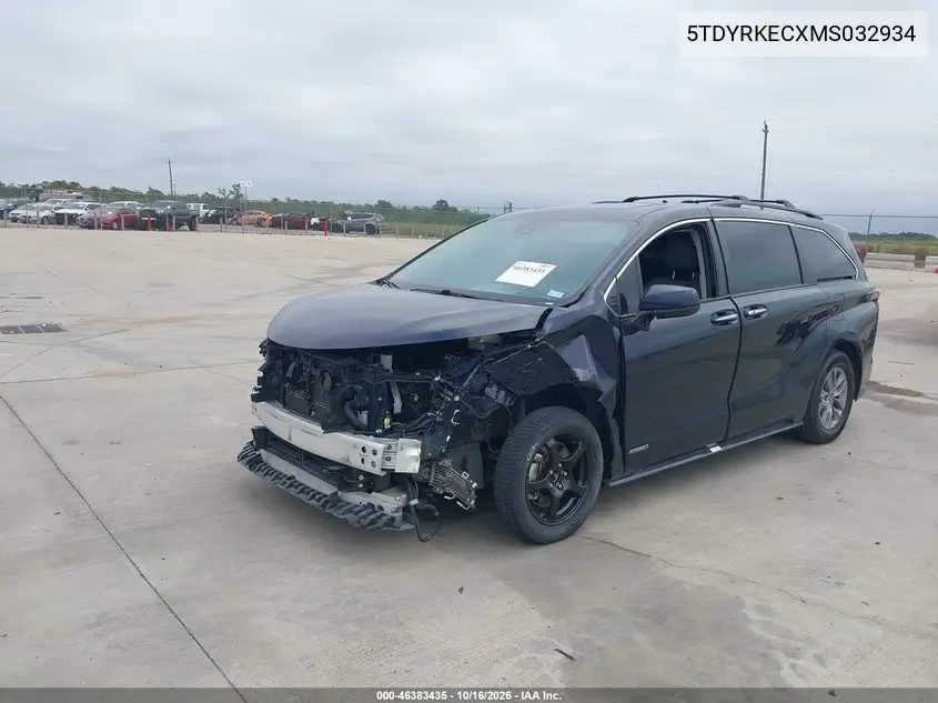 2021 TOYOTA SIENNA VIN 5TDYRKECXMS032934 — фото 2