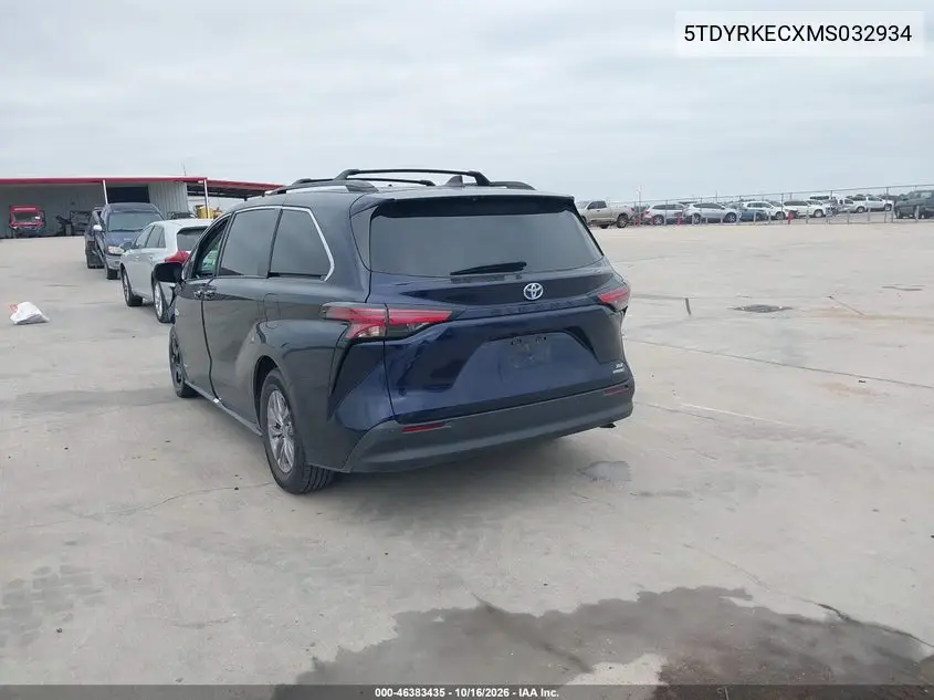 2021 TOYOTA SIENNA VIN 5TDYRKECXMS032934 — фото 3