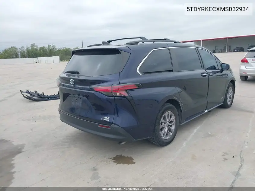 2021 TOYOTA SIENNA VIN 5TDYRKECXMS032934 — фото 4