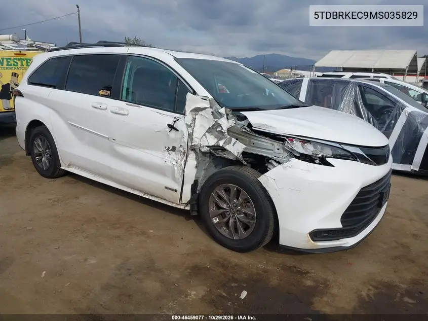 TOYOTA SIENNA 2021, VIN 5TDBRKEC9MS035829