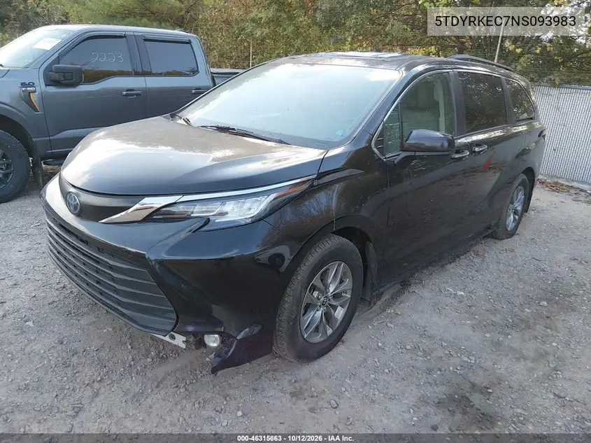 2022 TOYOTA SIENNA VIN 5TDYRKEC7NS093983 — фото 2