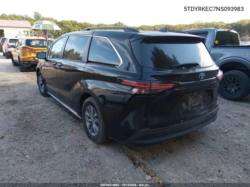 2022 TOYOTA SIENNA VIN 5TDYRKEC7NS093983 — фото 3