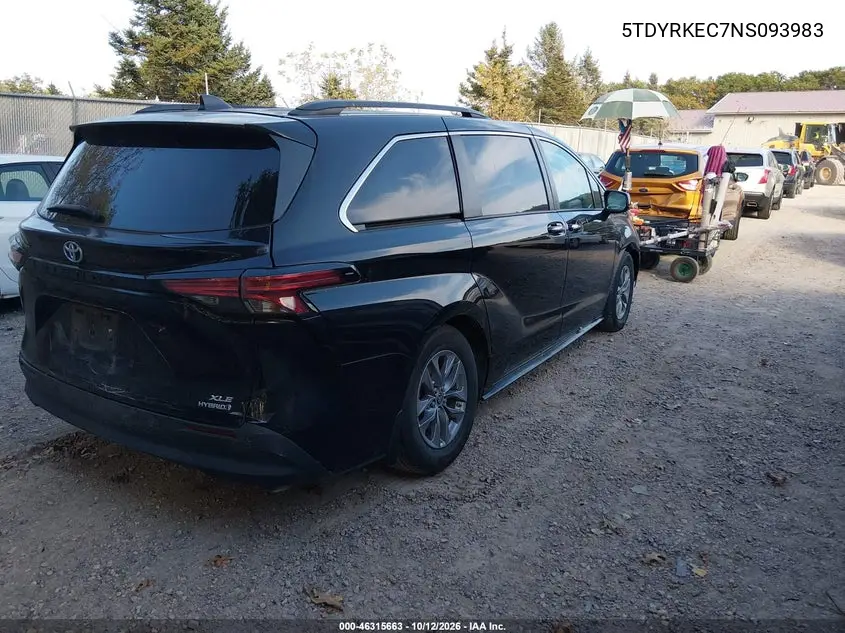 2022 TOYOTA SIENNA VIN 5TDYRKEC7NS093983 — фото 4