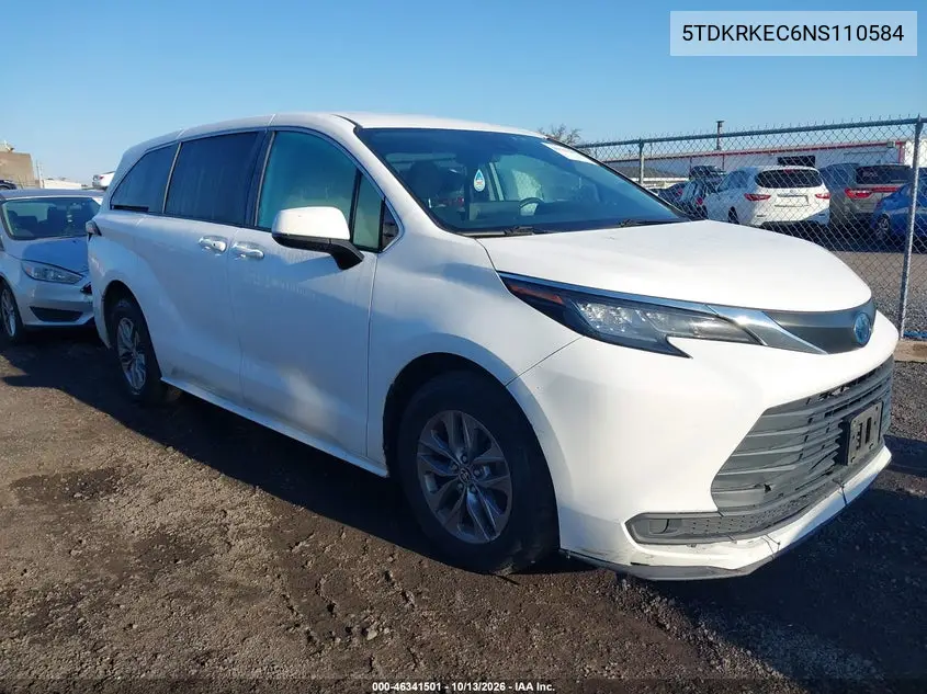 TOYOTA SIENNA 2022, VIN 5TDKRKEC6NS110584
