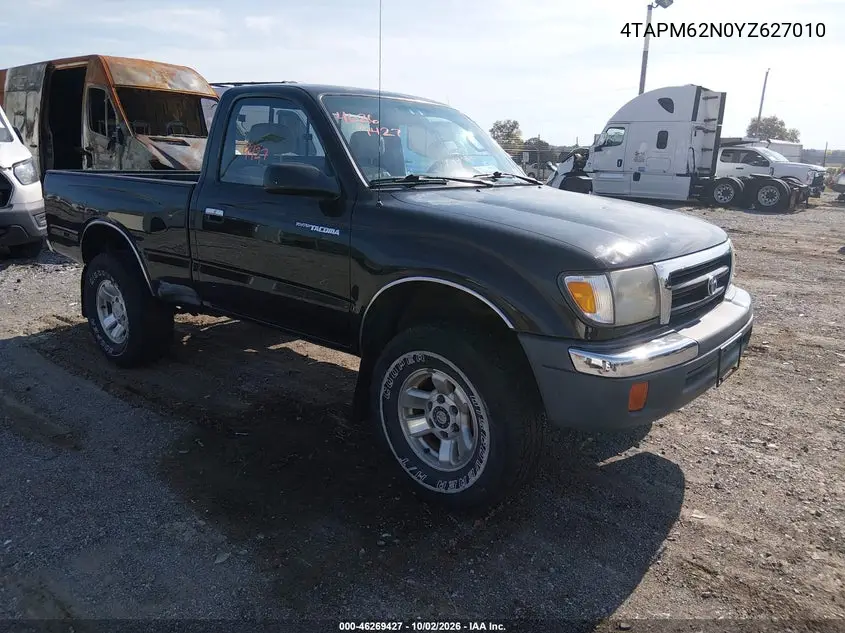 TOYOTA TACOMA 2000, VIN 4TAPM62N0YZ627010