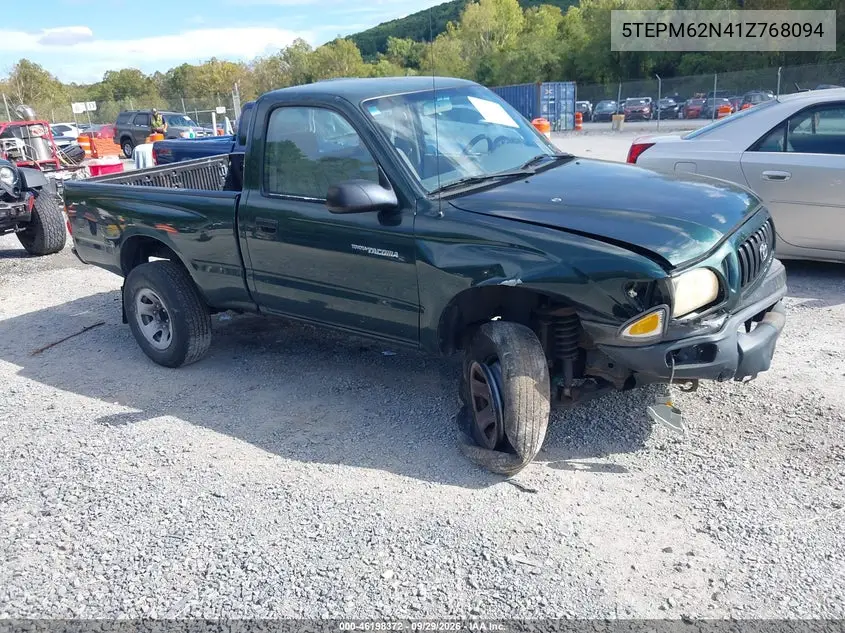 TOYOTA TACOMA 2001, VIN 5TEPM62N41Z768094