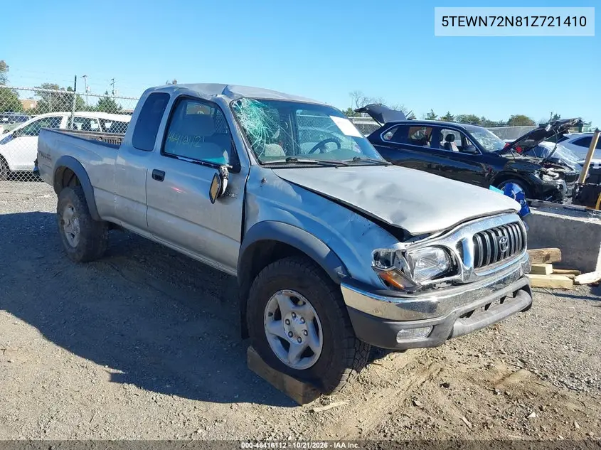 TOYOTA TACOMA 2001, VIN 5TEWN72N81Z721410