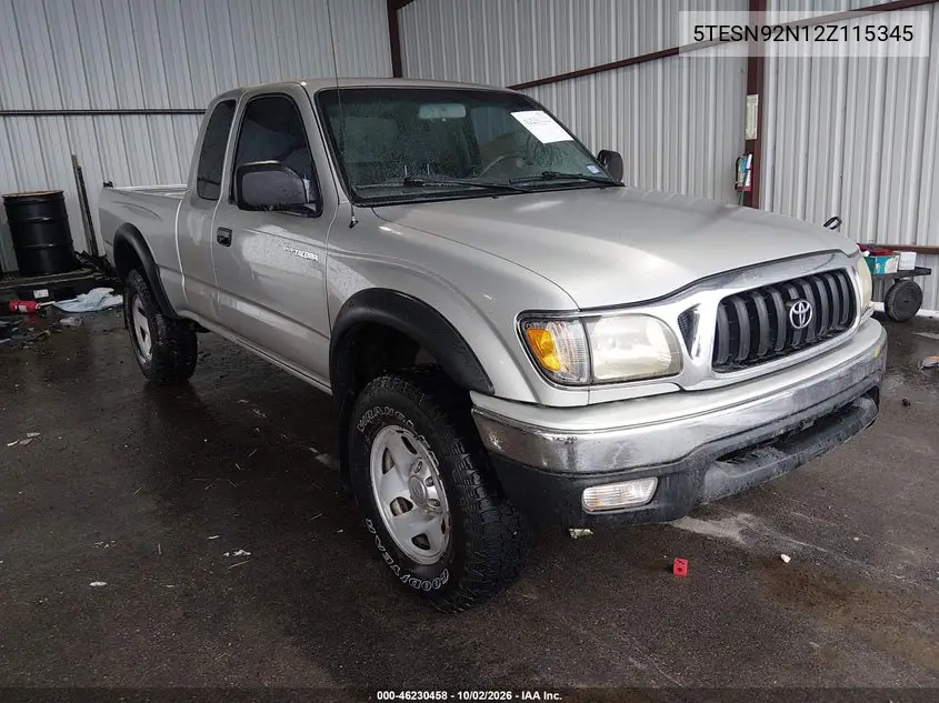 TOYOTA TACOMA 2002, VIN 5TESN92N12Z115345