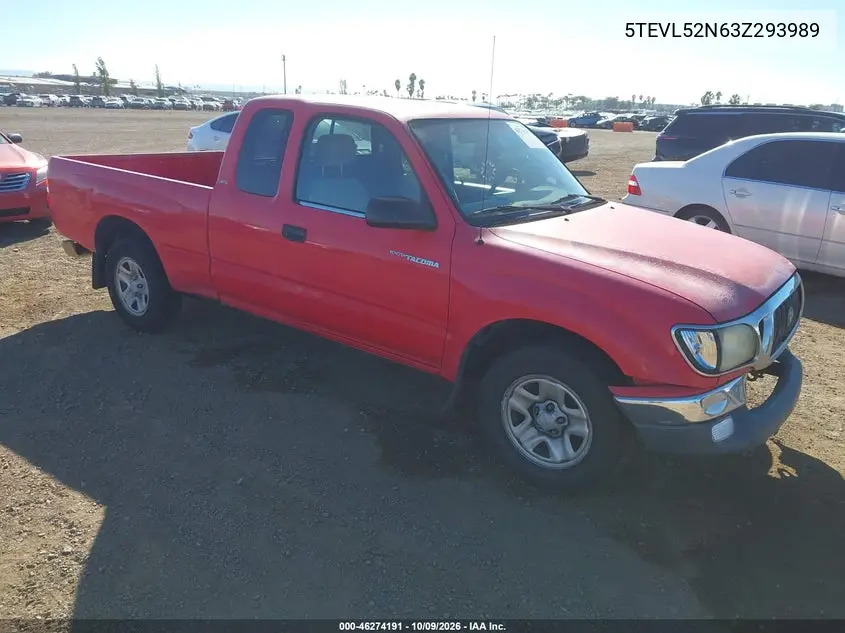 TOYOTA TACOMA 2003, VIN 5TEVL52N63Z293989