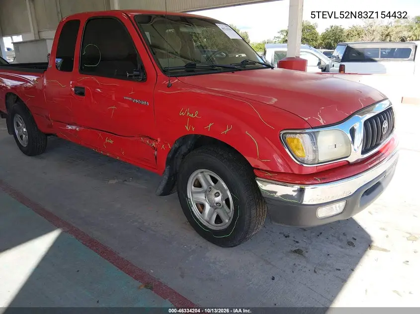 TOYOTA TACOMA 2003, VIN 5TEVL52N83Z154432