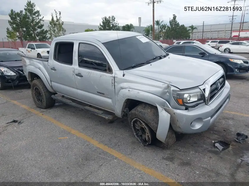TOYOTA TACOMA 2006, VIN 5TEJU62N16Z281593