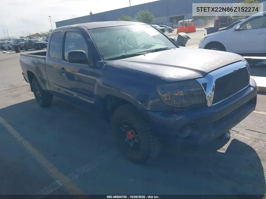 TOYOTA TACOMA 2006, VIN 5TETX22N86Z152274