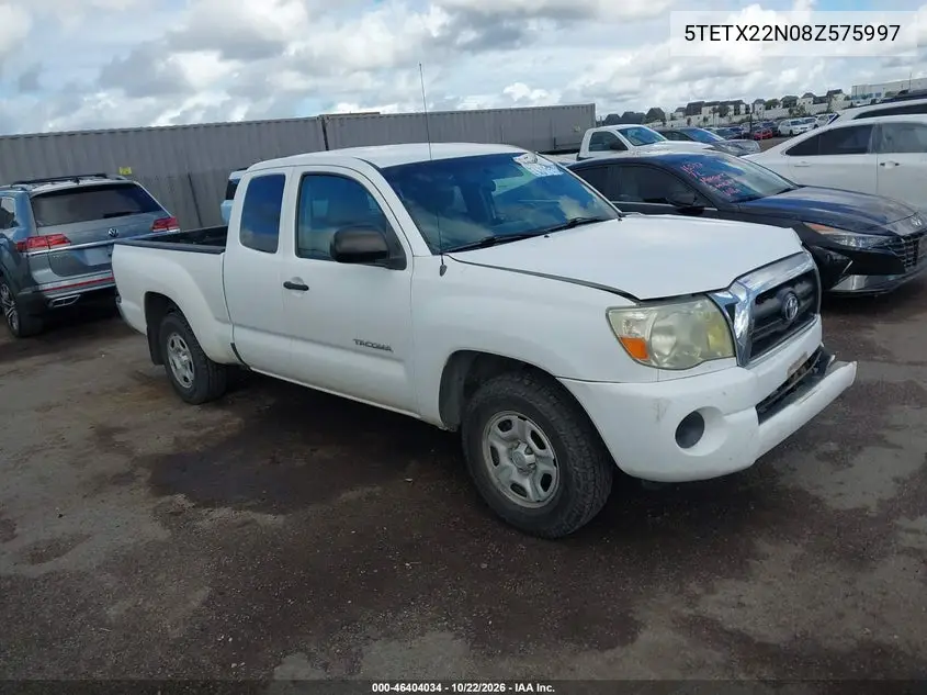 TOYOTA TACOMA 2008, VIN 5TETX22N08Z575997