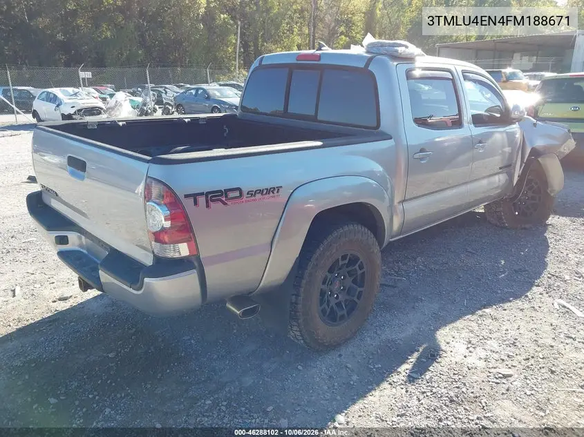 2015 TOYOTA TACOMA VIN 3TMLU4EN4FM188671 — фото 4