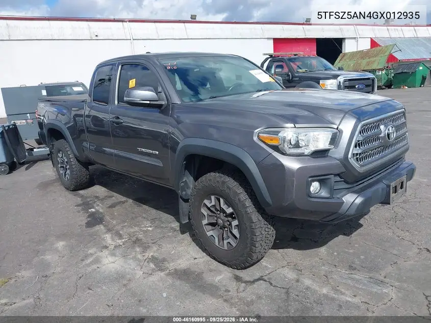 TOYOTA TACOMA 2016, VIN 5TFSZ5AN4GX012935