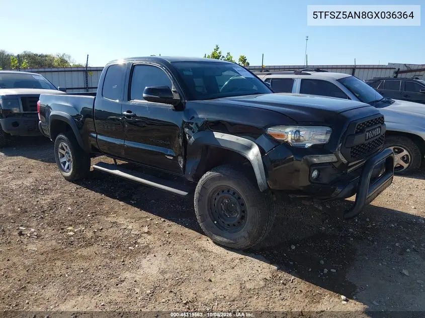TOYOTA TACOMA 2016, VIN 5TFSZ5AN8GX036364