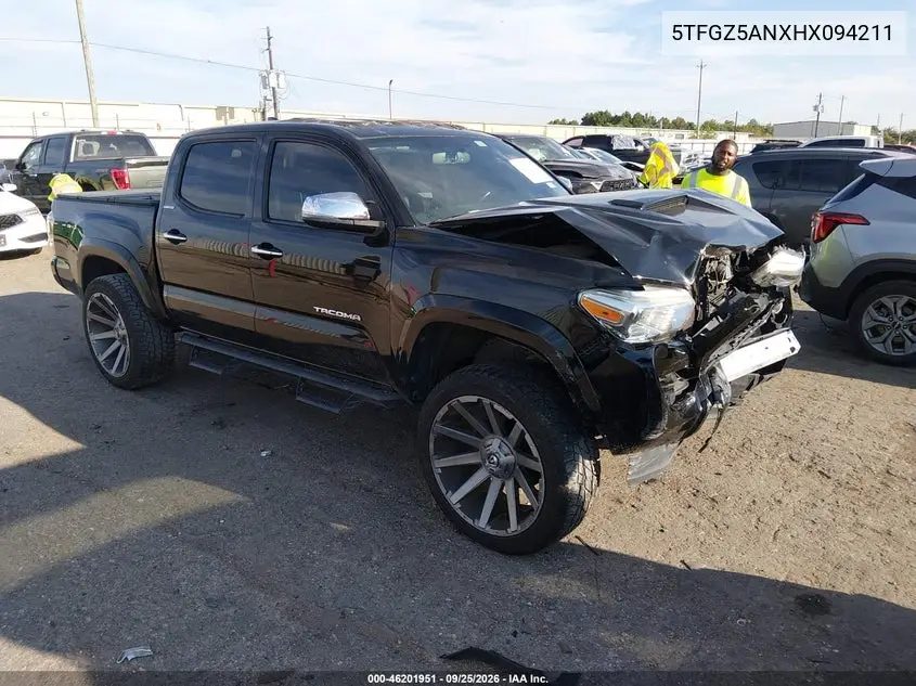 TOYOTA TACOMA 2017, VIN 5TFGZ5ANXHX094211