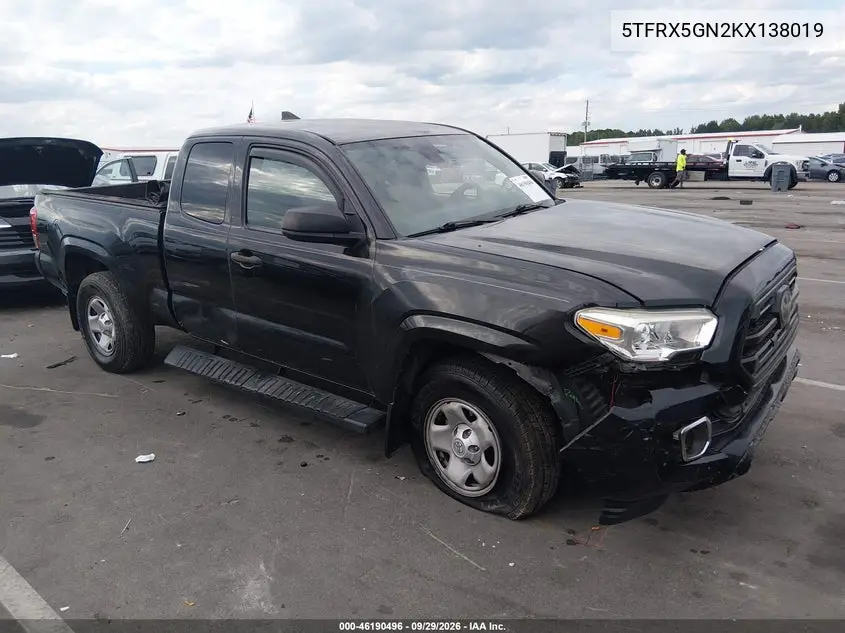 TOYOTA TACOMA 2019, VIN 5TFRX5GN2KX138019