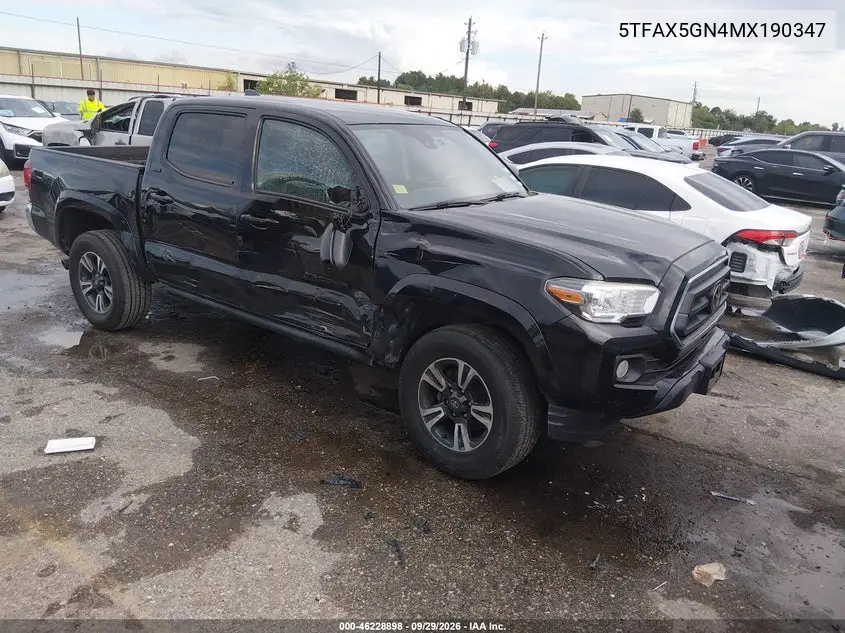 TOYOTA TACOMA 2021, VIN 5TFAX5GN4MX190347