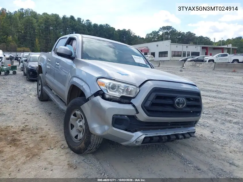 TOYOTA TACOMA 2021, VIN 3TYAX5GN3MT024914