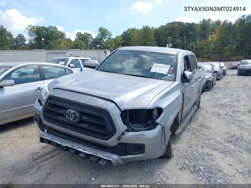2021 TOYOTA TACOMA VIN 3TYAX5GN3MT024914 — фото 2