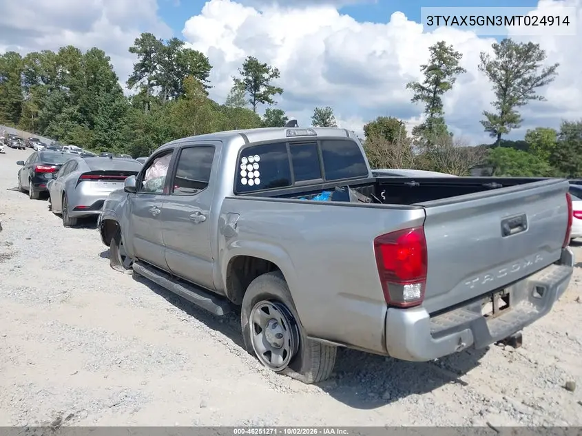 2021 TOYOTA TACOMA VIN 3TYAX5GN3MT024914 — фото 3