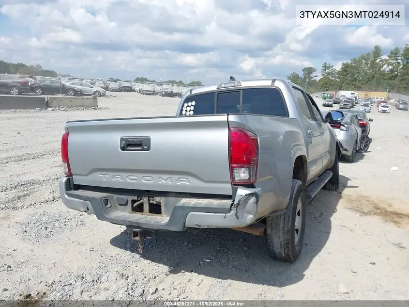 2021 TOYOTA TACOMA VIN 3TYAX5GN3MT024914 — фото 4