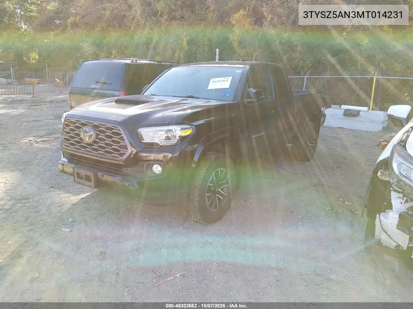 2021 TOYOTA TACOMA VIN 3TYSZ5AN3MT014231 — фото 2