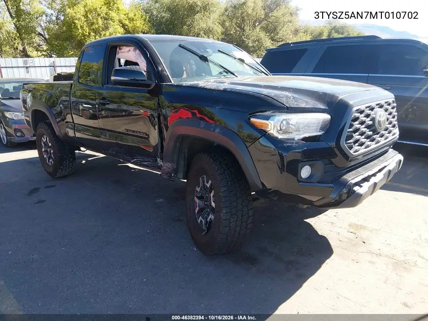 TOYOTA TACOMA 2021, VIN 3TYSZ5AN7MT010702