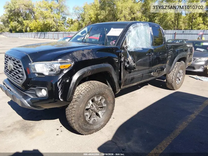 2021 TOYOTA TACOMA VIN 3TYSZ5AN7MT010702 — фото 2