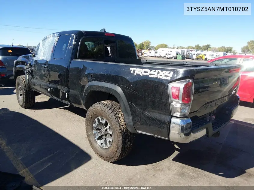 2021 TOYOTA TACOMA VIN 3TYSZ5AN7MT010702 — фото 3