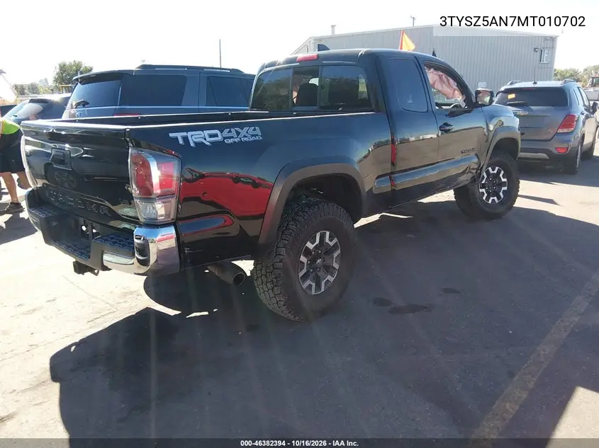 2021 TOYOTA TACOMA VIN 3TYSZ5AN7MT010702 — фото 4