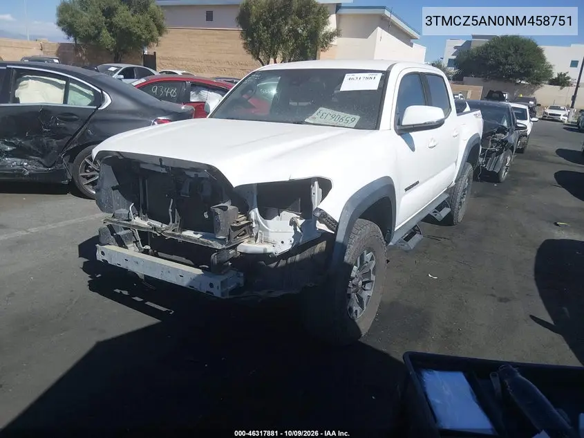 2022 TOYOTA TACOMA VIN 3TMCZ5AN0NM458751 — фото 2