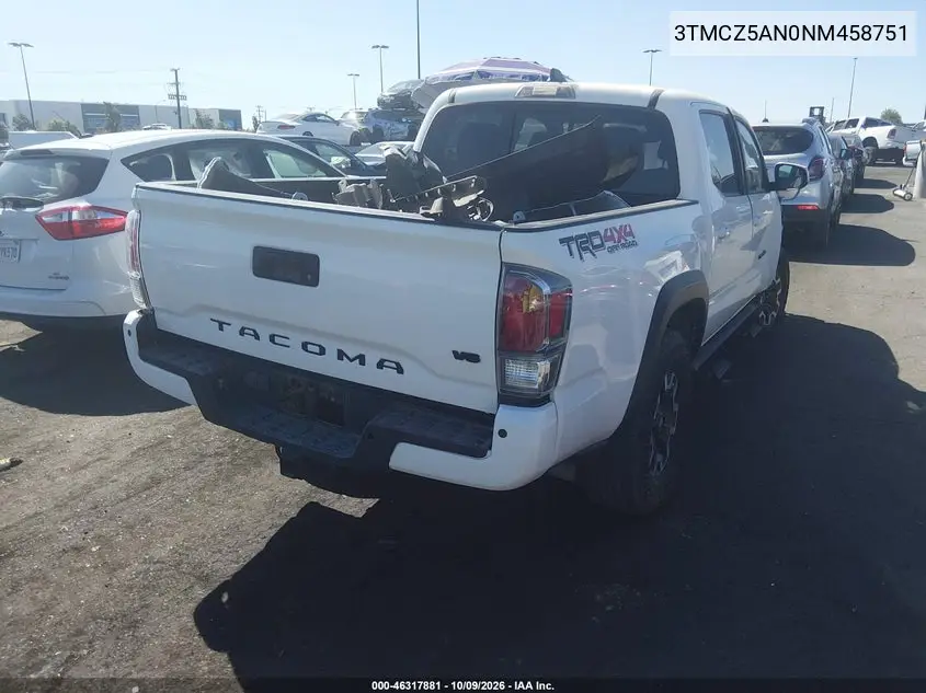 2022 TOYOTA TACOMA VIN 3TMCZ5AN0NM458751 — фото 4
