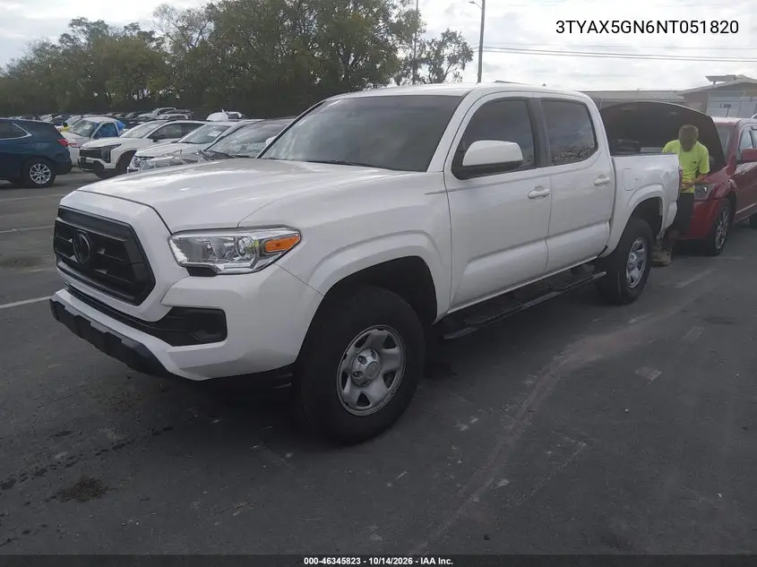 2022 TOYOTA TACOMA VIN 3TYAX5GN6NT051820 — фото 2