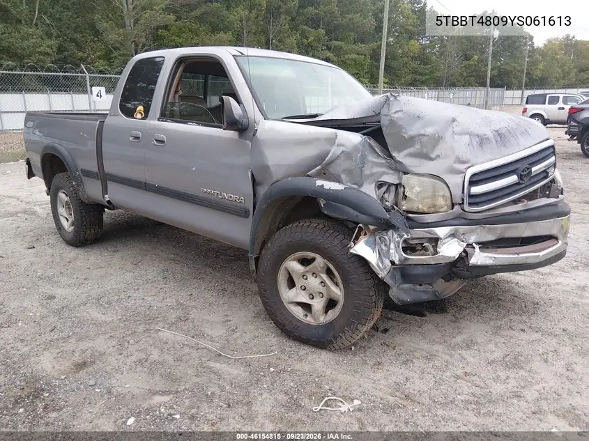 TOYOTA TUNDRA 2000, VIN 5TBBT4819YS061613