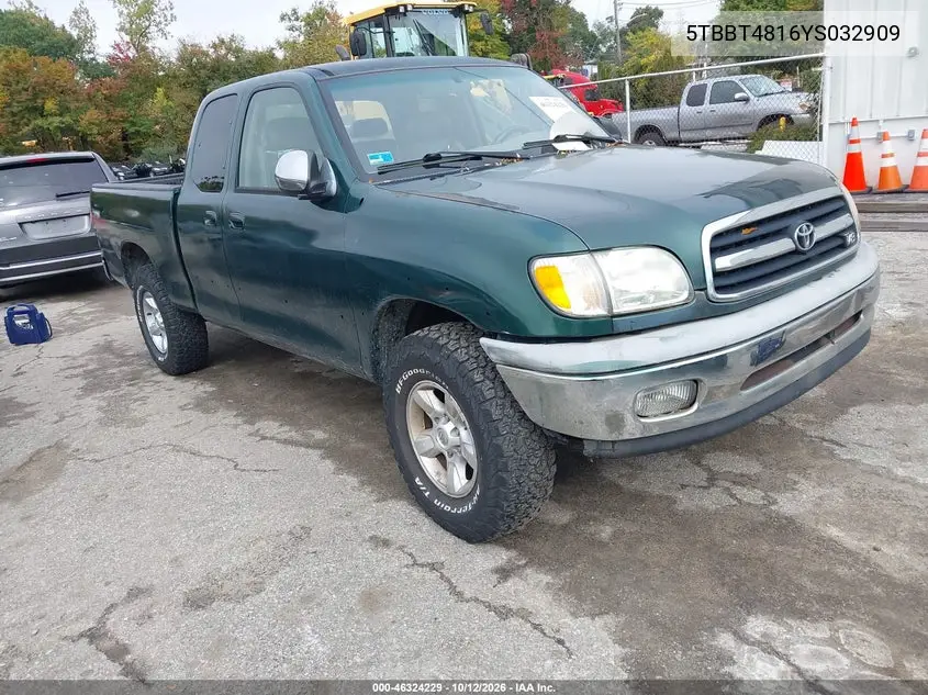 TOYOTA TUNDRA 2000, VIN 5TBBT4816YS032909