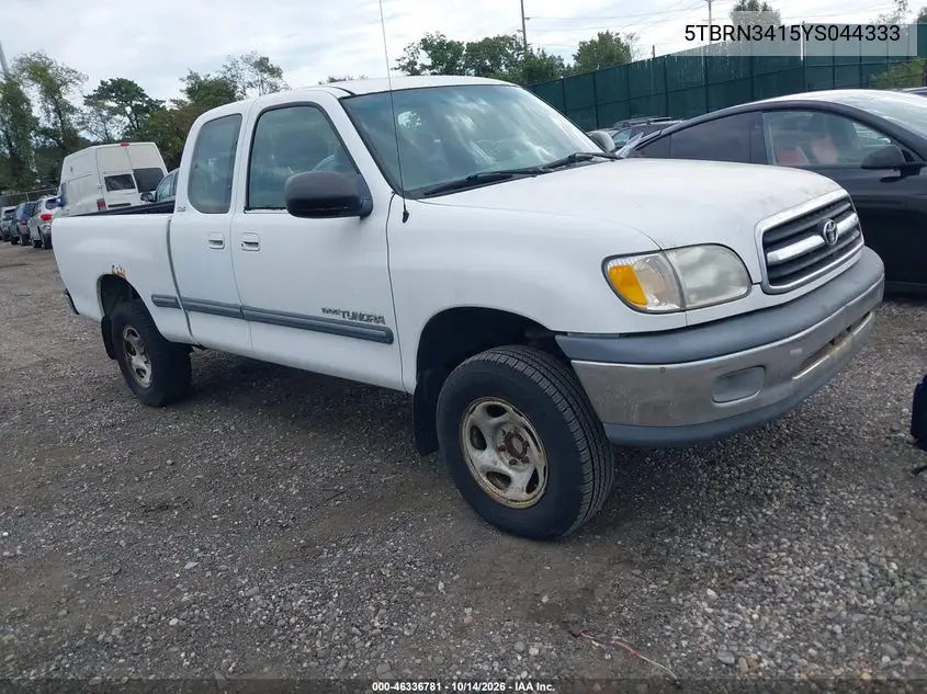TOYOTA TUNDRA 2000, VIN 5TBRN3415YS044333