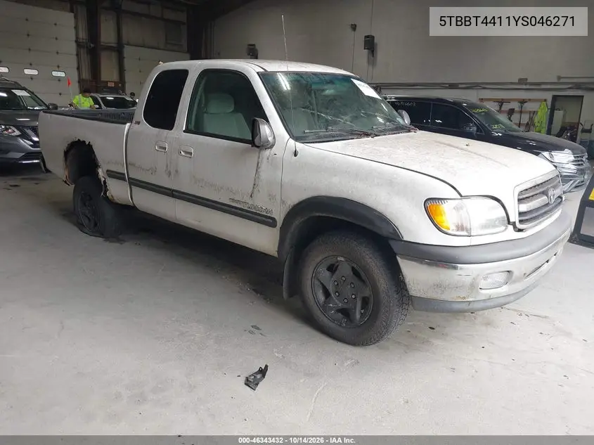 TOYOTA TUNDRA 2000, VIN 5TBBT4411YS046271
