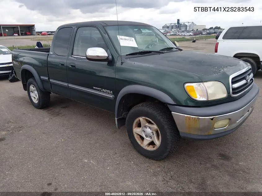 TOYOTA TUNDRA 2002, VIN 5TBBT441X2S283543