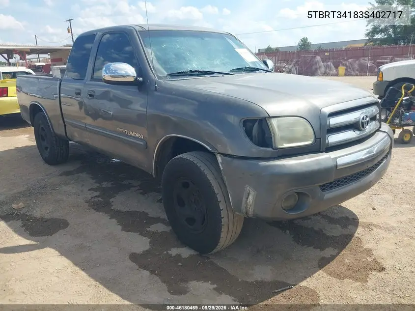 TOYOTA TUNDRA 2003, VIN 5TBRT34183S402717