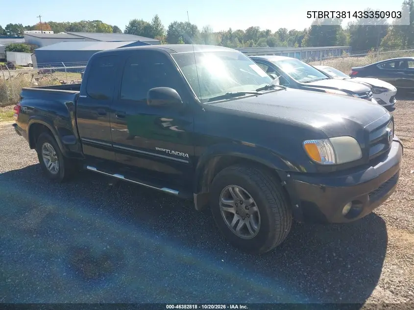TOYOTA TUNDRA 2003, VIN 5TBRT38143S350903