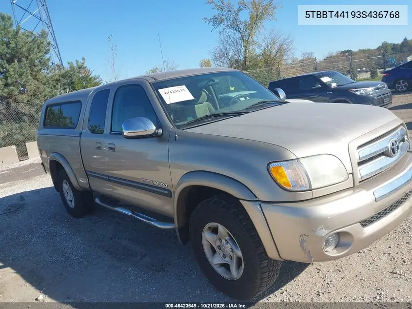 TOYOTA TUNDRA 2003, VIN 5TBBT44193S436768