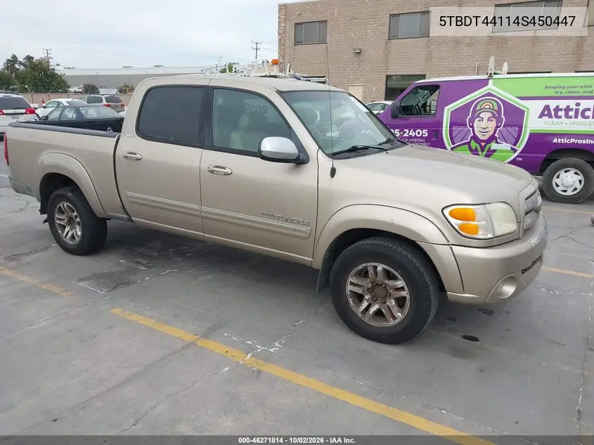 TOYOTA TUNDRA 2004, VIN 5TBDT44114S450447