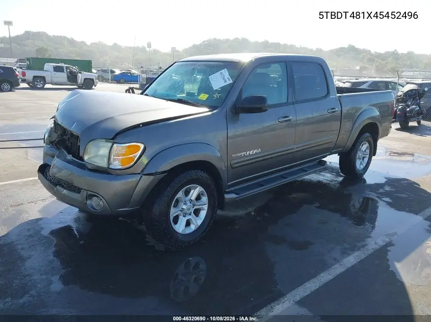 2004 TOYOTA TUNDRA VIN 5TBDT481X45452496 — фото 2