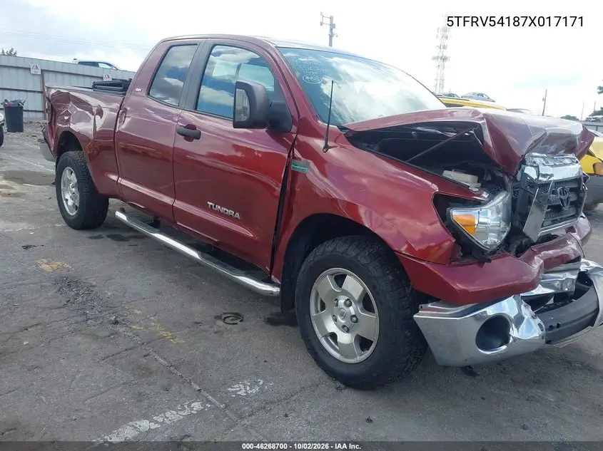 TOYOTA TUNDRA 2007, VIN 5TFRV54187X017171