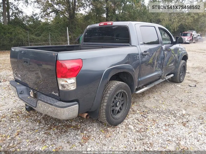 2007 TOYOTA TUNDRA VIN 5TBDV541X7S458552 — фото 4
