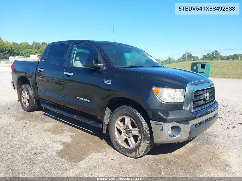 TOYOTA TUNDRA 2008, VIN 5TBDV541X8S492833