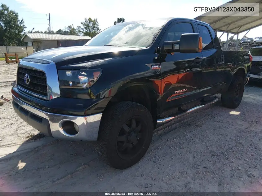 2008 TOYOTA TUNDRA VIN 5TFBV54128X043350 — фото 2