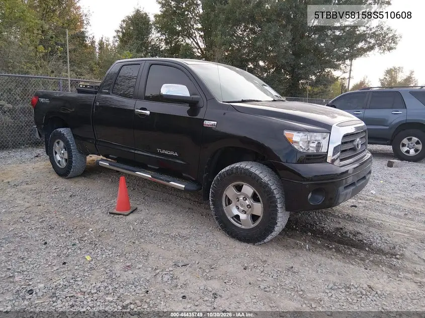 TOYOTA TUNDRA 2008, VIN 5TBBV58158S510608